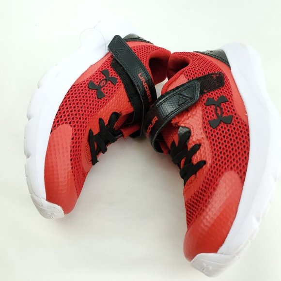 Under Armour Kids UA BPS Surge 3 AC 3024990-600 Red White Sneaker Shoes Sz 1.5Y - Picture 4 of 10